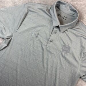 Notre Dame Fighting Irish Under Armour Polo‎ Shirt Mens L Grey Performance